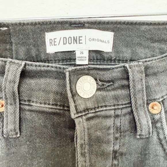 Re/Done Originals Button Fly High Rise Fray Hem Jeans Black Womens Size 26 - Picture 4 of 7